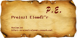 Preiszl Elemér névjegykártya